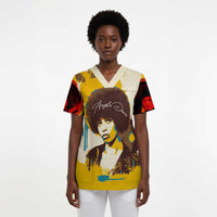 Angela Davis Scrub Top Bold Pop Art Style Freedom Is a Constant Struggle Quote Civil Rights Activist - Wonder Print Shop