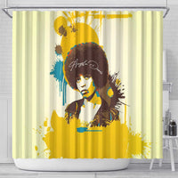 Angela Davis Shower Curtain Bold Pop Art Style Freedom Is a Constant Struggle Quote Civil Rights Activist - Wonder Print Shop