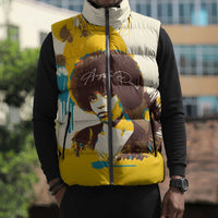 Angela Davis Sleeveless Puffer Jacket Bold Pop Art Style Freedom Is a Constant Struggle Quote Civil Rights Activist - Wonder Print Shop