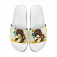 Angela Davis Slide Sandals Bold Pop Art Style Freedom Is a Constant Struggle Quote Civil Rights Activist - Wonder Print Shop