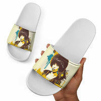 Angela Davis Slide Sandals Bold Pop Art Style Freedom Is a Constant Struggle Quote Civil Rights Activist - Wonder Print Shop