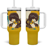 Angela Davis Tumbler With Handle Bold Pop Art Style Freedom Is a Constant Struggle Quote Civil Rights Activist - Wonder Print Shop