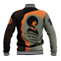 Angela Davis Baseball Jacket Retro Graphic Design I Am Changing the Things I Cannot Accept Quote Civil Rights Empowerment Tribute - Wonder Print Shop