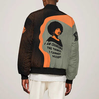 Angela Davis Bomber Jacket Retro Graphic Design I Am Changing the Things I Cannot Accept Quote Civil Rights Empowerment Tribute - Wonder Print Shop