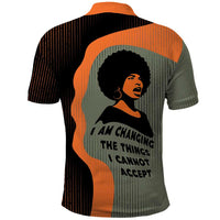 Angela Davis Polo Shirt Retro Graphic Design I Am Changing the Things I Cannot Accept Quote Civil Rights Empowerment Tribute TS04