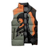 Angela Davis Sleeveless Puffer Jacket Retro Graphic Design I Am Changing the Things I Cannot Accept Quote Civil Rights Empowerment Tribute - Wonder Print Shop