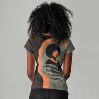 Angela Davis Women V-Neck T-Shirt Retro Graphic Design I Am Changing the Things I Cannot Accept Quote Civil Rights Empowerment Tribute TS04