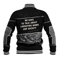Angela Davis Baseball Jacket Protest Design Liberating Minds and Society Quote Civil Rights Movement - Wonder Print Shop