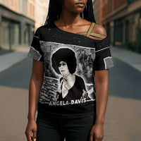Angela Davis Cross Shoulder Shirt Protest Design Liberating Minds and Society Quote Civil Rights Movement - Wonder Print Shop
