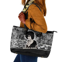 Angela Davis Leather Tote Bag Protest Design Liberating Minds and Society Quote Civil Rights Movement - Wonder Print Shop