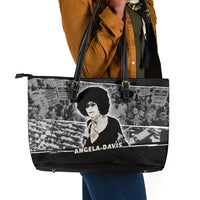 Angela Davis Leather Tote Bag Protest Design Liberating Minds and Society Quote Civil Rights Movement - Wonder Print Shop