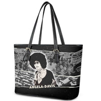 Angela Davis Leather Tote Bag Protest Design Liberating Minds and Society Quote Civil Rights Movement - Wonder Print Shop