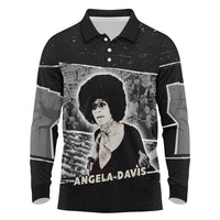Angela Davis Long Sleeve Polo Shirt Protest Design Liberating Minds and Society Quote Civil Rights Movement - Wonder Print Shop