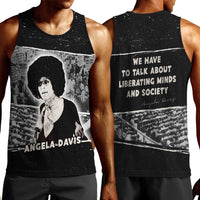 Angela Davis Men Tank Top Protest Design Liberating Minds and Society Quote Civil Rights Movement - Wonder Print Shop