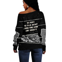 Angela Davis Off Shoulder Sweater Protest Design Liberating Minds and Society Quote Civil Rights Movement - Wonder Print Shop