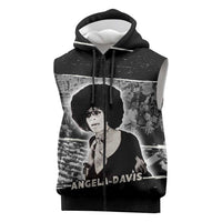 Angela Davis Sleeveless Zip Hoodie Protest Design Liberating Minds and Society Quote Civil Rights Movement - Wonder Print Shop