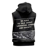 Angela Davis Sleeveless Zip Hoodie Protest Design Liberating Minds and Society Quote Civil Rights Movement - Wonder Print Shop