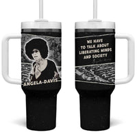 Angela Davis Tumbler With Handle Protest Design Liberating Minds and Society Quote Civil Rights Movement - Wonder Print Shop