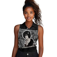Angela Davis Women Sleeveless Polo Shirt Protest Design Liberating Minds and Society Quote Civil Rights Movement - Wonder Print Shop
