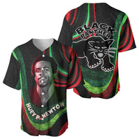 Huey P. Newton Baseball Jersey Swirl Design Black Panther Party Symbol Revolutionary Tribute TS04