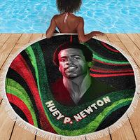 Huey P. Newton Beach Blanket Swirl Design Black Panther Party Symbol Revolutionary Tribute - Wonder Print Shop