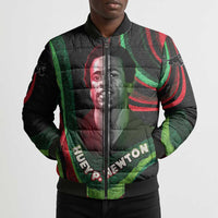Huey P. Newton Bomber Puffer Jacket Swirl Design Black Panther Party Symbol Revolutionary Tribute - Wonder Print Shop