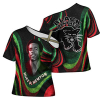 Huey P. Newton Cross Shoulder Shirt Swirl Design Black Panther Party Symbol Revolutionary Tribute - Wonder Print Shop