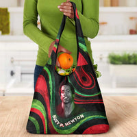 Huey P. Newton Grocery Bag Swirl Design Black Panther Party Symbol Revolutionary Tribute - Wonder Print Shop