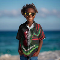 Huey P. Newton Kid Hawaiian Shirt Swirl Design Black Panther Party Symbol Revolutionary Tribute TS04