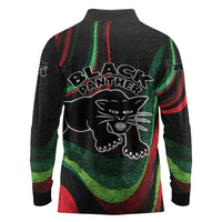Huey P. Newton Long Sleeve Polo Shirt Swirl Design Black Panther Party Symbol Revolutionary Tribute - Wonder Print Shop