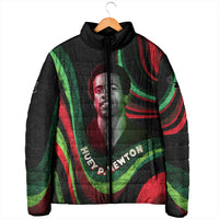 Huey P. Newton Padded Jacket Swirl Design Black Panther Party Symbol Revolutionary Tribute - Wonder Print Shop