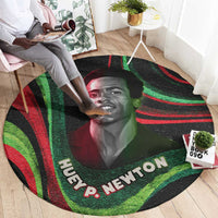 Huey P. Newton Round Carpet Swirl Design Black Panther Party Symbol Revolutionary Tribute - Wonder Print Shop