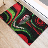 Huey P. Newton Rubber Doormat Swirl Design Black Panther Party Symbol Revolutionary Tribute - Wonder Print Shop
