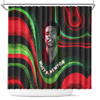 Huey P. Newton Shower Curtain Swirl Design Black Panther Party Symbol Revolutionary Tribute - Wonder Print Shop
