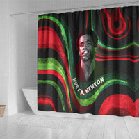 Huey P. Newton Shower Curtain Swirl Design Black Panther Party Symbol Revolutionary Tribute - Wonder Print Shop