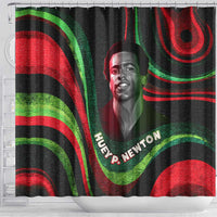 Huey P. Newton Shower Curtain Swirl Design Black Panther Party Symbol Revolutionary Tribute - Wonder Print Shop