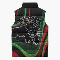 Huey P. Newton Sleeveless Puffer Jacket Swirl Design Black Panther Party Symbol Revolutionary Tribute - Wonder Print Shop