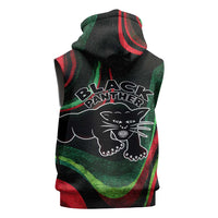 Huey P. Newton Sleeveless Zip Hoodie Swirl Design Black Panther Party Symbol Revolutionary Tribute - Wonder Print Shop