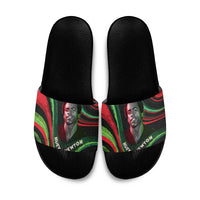 Huey P. Newton Slide Sandals Swirl Design Black Panther Party Symbol Revolutionary Tribute - Wonder Print Shop