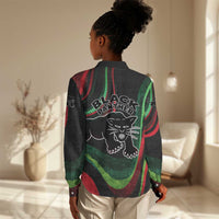 Huey P. Newton Women Casual Shirt Swirl Design Black Panther Party Symbol Revolutionary Tribute - Wonder Print Shop