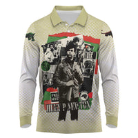 Huey P. Newton Long Sleeve Polo Shirt Black Panther Collage Design Civil Rights Movement Theme Revolutionary Tribute - Wonder Print Shop