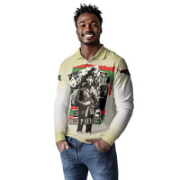 Huey P. Newton Long Sleeve Polo Shirt Black Panther Collage Design Civil Rights Movement Theme Revolutionary Tribute - Wonder Print Shop