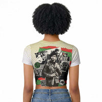 Huey P. Newton Raglan Cropped T shirt Black Panther Collage Design Civil Rights Movement Theme Revolutionary Tribute TS04