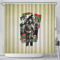 Huey P. Newton Shower Curtain Black Panther Collage Design Civil Rights Movement Theme Revolutionary Tribute - Wonder Print Shop