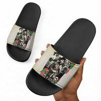 Huey P. Newton Slide Sandals Black Panther Collage Design Civil Rights Movement Theme Revolutionary Tribute - Wonder Print Shop
