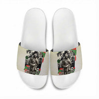Huey P. Newton Slide Sandals Black Panther Collage Design Civil Rights Movement Theme Revolutionary Tribute - Wonder Print Shop