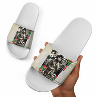 Huey P. Newton Slide Sandals Black Panther Collage Design Civil Rights Movement Theme Revolutionary Tribute - Wonder Print Shop