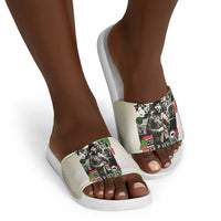 Huey P. Newton Slide Sandals Black Panther Collage Design Civil Rights Movement Theme Revolutionary Tribute - Wonder Print Shop