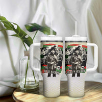 Huey P. Newton Tumbler With Handle Black Panther Collage Design Civil Rights Movement Theme Revolutionary Tribute - Wonder Print Shop