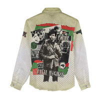 Huey P. Newton Women Casual Shirt Black Panther Collage Design Civil Rights Movement Theme Revolutionary Tribute - Wonder Print Shop